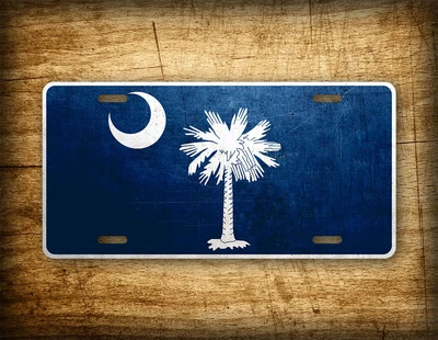 Rustic Metal South Carolina Official Flag License Plate  - Image 1 of 4