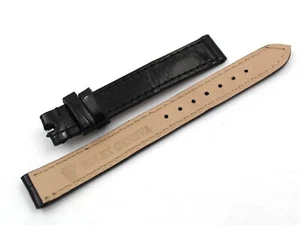 Cinturino Rolex Pelle Coccodrillo Nero Lucido 13/12mm Donna Fibbia Ardiglione - Picture 1 of 5