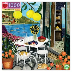 Cats in Positano 1000 Piece Jigsaw Puzzle by eeBoo - Picture 1 of 5