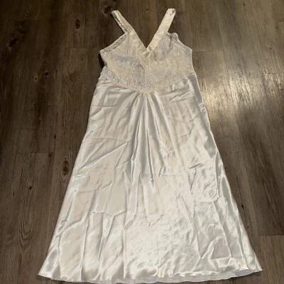 Vintage Miss Dior Slip Dress Ivory Satin Lace USA Made Gown Lingerie Size Large - Image 1 of 4