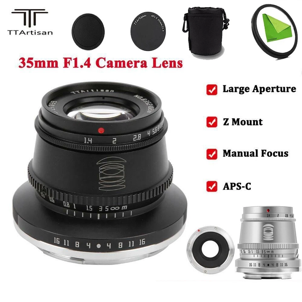 TTArtisan 35mm F1.4 APS-C MF Lens for Canon Sony Fuji Nikon Leica Camera - Image 1 of 4