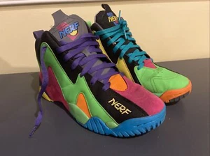 Men's Reebok Kamikaze II Mid NERF Black Solar Lime Size 7 GX0664 - Picture 1 of 8