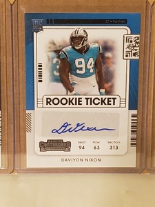 Daviyon Nixon 2021 Contenders Rookie Ticket  Autograph Carolina Panthers