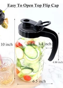 64oz Glass Pitcher Lid/spout 2 Quart Mason Jar Pitcher Juice Milk Jug Container - Picture 1 of 5