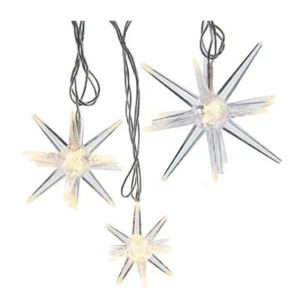 Warm White LED Twinkle 3D Stars Christmas Light String Set of 10 AD2821 - Picture 1 of 4