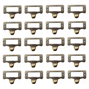 20Pcs Antique Iron Label Frame Card Holder Cup Pull Handle Drawer Box Case Ca... - Picture 1 of 6