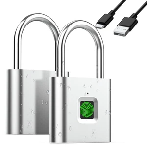 Waterproof Fingerprint Padlock Keyless Lock Rechargeable Smart Lock Gym Locker - Picture 1 of 10