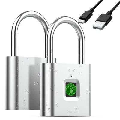 Waterproof Fingerprint Padlock Keyless Lock Rechargeable Smart Lock Gym Locker - Image 1 of 4