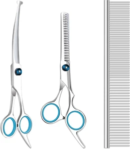 Dog Grooming Scissors with Safety round Tips, Heavy Duty Titanium Pet Grooming T - Picture 1 of 12