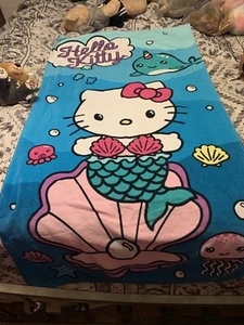 NEW Hello Kitty Mermaid Kids' Beach Bath Pool Towel 27in x 54in Cotton Blend - Picture 1 of 4