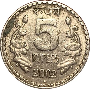 2002 5 Rupees India World Coin Noida Mint with Security Edge (787) - Picture 1 of 7