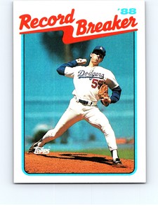 1989 Topps #5 Record Breaker Orel Hershiser  Los Angeles Dodgers