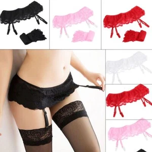 Hot Sexy Leggings Thigh-Highs Socks+Suspender Garter Belt Lace Top Stockings - Picture 1 of 9