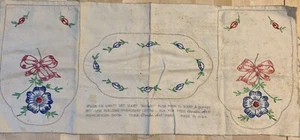 RARE VINTAGE STAMPED EMBROIDERY SCARF  & VANITY SET!! EMBROIDERY FINISHED! - Picture 1 of 6
