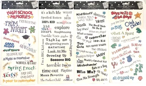 Lote de 4 hojas de pegatinas de Me & My Big Ideas - argot palabras dichos graduación niños - Imagen 1 de 3
