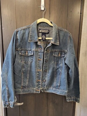 Stephen Hardy Squeeze Womens Blue Jean Trucker Jacket Sz. XL - Image 1 of 4