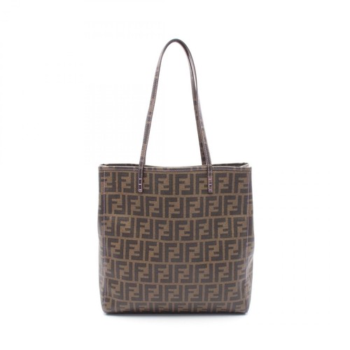 Borsa a tracolla FENDI Zucca 8BH211 FF monogramma tela marrone nera usata donna