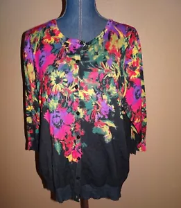 Joseph A. Damen Wallflower schwarz gestrickt Knopfleiste Cardigan Pullover Größe 1X neu mit Etikett - Bild 1 von 4