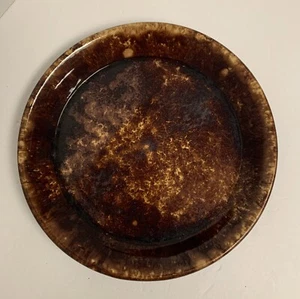 Vintage Spongeware Spatterware Bennington Rockingham Brown Pottery Pie Plate - Picture 1 of 8