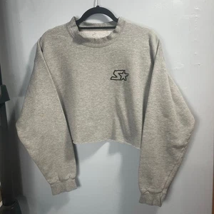Vintage 90er Starter grau Logo Cropped Sweatshirt Damen Large  - Bild 1 von 5