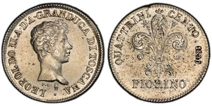 ITALIAN ST. Tuscany. Leopold II. 1840 AR Fiorino. PCGS MS61. 6.85gm. KM C-72 - Picture 1 of 1
