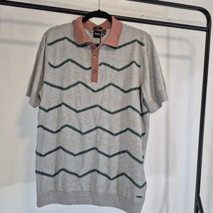 Boss Turani Herren XL Poloshirt, gemusterter Strick Kontrastkragen Neu mit Etikett $ 208 - Bild 1 von 9