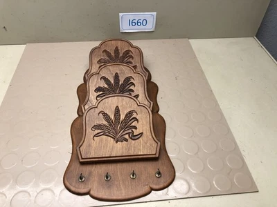 VINTAGE WALL MOUNT WOODEN LETTER MAIL KEY HOLDER MAIL ORGANIZER Wheat Design - Image 1 of 4