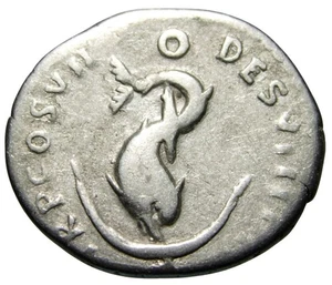 Domiciano (81-96 dC) AR Denario, Delfín - Imagen 1 de 6