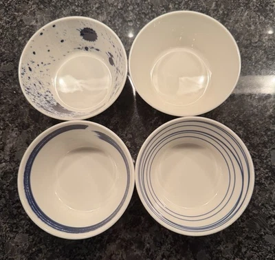 Royal Doulton PACIFIC Set of 4 Soup Cereal Bowls 4 3/8” White Blue - Image 1 of 4