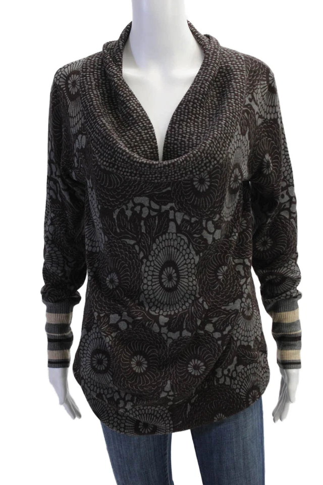 Suéter Suéter Kenzo Para Mujer Tejido Estampado Abstracto Capucha Cuello Marrón Talla M Foto 1 de 4