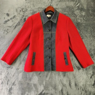 Chaqueta Mondi Mujer 42 100% Lana Denim Borde Botón Bolsillos Frontales Inspiración Vintage Foto 1 de 4