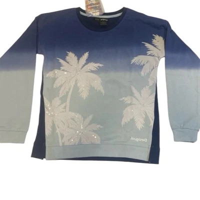 Desigual Kids Palm Trees Graphic Long Sleeve T-Shirt, Size 11-12 - Image 1 of 4