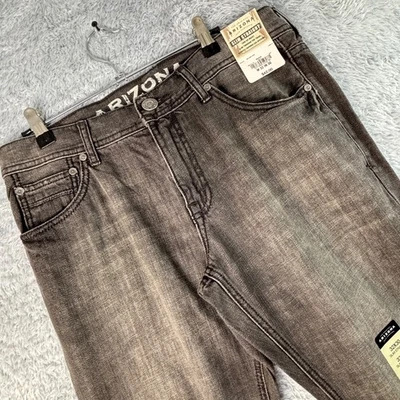 NWT Arizona Men's 32x30 Slim Straight Low Waist Washed Gray Denim Jeans - Image 1 of 4