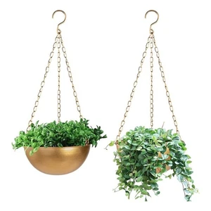 Grande Jardinière Suspendue Dorée avec Drainage, Support de Plantes Suspend7683 - Foto 1 di 6