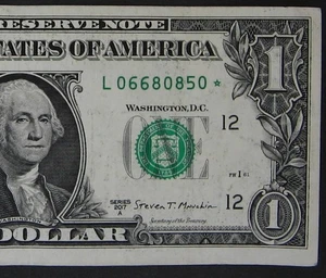 2017A $1 (ONE DOLLAR) - STAR NOTE - "L" - LOW RUN, 500k SHEETS - Picture 1 of 3