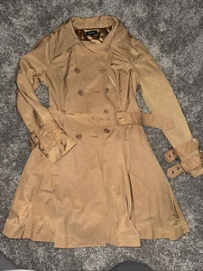 Vintage Y2K Bebe Double Breasted Raincoat Sz. Small Tan/Camel Color - Picture 1 of 3