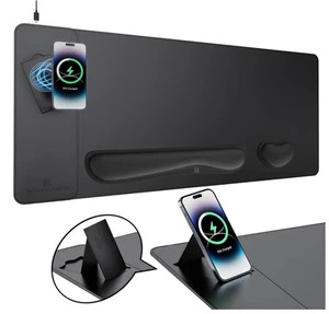 Cheap Excellent 15W Fast Wireless Charging Mouse Keyboard Pad XXL Black New - Picture 1 of 6