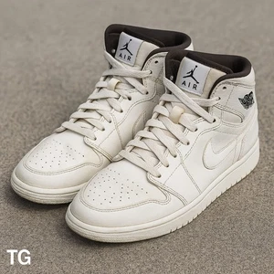 Air Jordan 1 Retro Off White Brown Youth 7Y Women 8.5 Leather Sneakers NO STRING - Picture 1 of 13