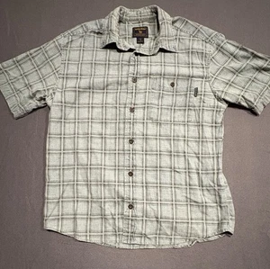 Camisa Woolrich Para Hombres Mediana Azul Gris Franela a Cuadros Abotonada Ropa de Trabajo Exterior - Imagen 1 de 8