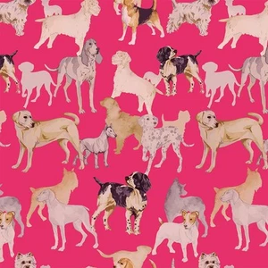 Peel and Stick Wallpaper, Pink Dog Pets Wall Paper, Self Adhesive Wallpaper, ... - Picture 1 of 7