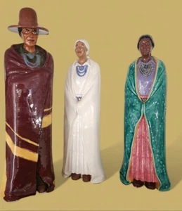 Navajo Man Woman Native American Southwest Statues Figure Hand Painted Rare Find - Picture 1 of 12