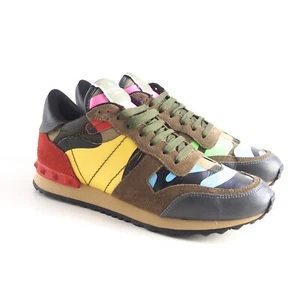 Valentino Camo Rockstud Sneakers Suede Leather Womens Size EU 38 US 8 - Picture 1 of 12