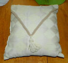 Off White Diamond Print Tassle Decorative Throw Pillow  13 X 15