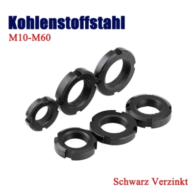 Runde Sicherungsmutter Schlitzmuttern Stoppmutter Schlitzschraubenmutter M10-M60 - Bild 1 von 4