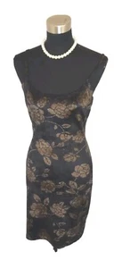 Feelgood Paris Dress Sz S Black Brown Evening Spaghetti Strap Women's Sheath  - Picture 1 of 4