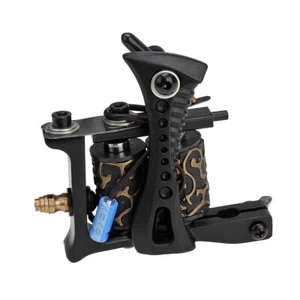 Coil Tattoo Machine Cast Iron Frame for Beginner 10 Wrap Liner Shader Black X16C - Picture 1 of 11