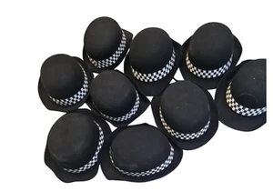WPC Bowler Hat Bundle Restoration Black & White Checked Band Mixed Sizes Police - Picture 1 of 6