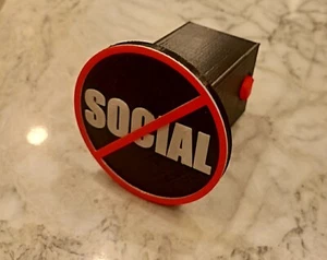 FUNNY "ANTI-SOCIAL" Trailer Hitch Cover.    Self-locking. No Pin needed.  - Bild 1 von 4