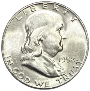Moneda de medio dólar de plata Franklin 1952 50c brillante sin circular - Imagen 1 de 3