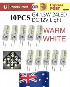 10pcs WARM White 12V 1.5W G4 LED Light Bulb 24LED SMD Indoor Capsule Lamp Globe - Picture 1 of 7